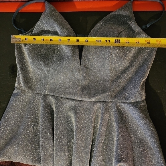 Ever Pretty Shiny Deep V Neck Short Dress Dusty Navy Size (10) - Picture 5 of 15